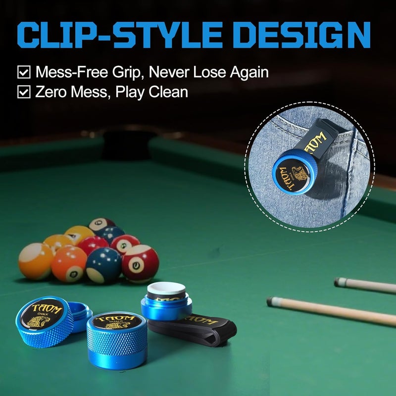 Banly TAOM Round Shaped Pool Chalk Holder, Portable Pool Chalk Cubes, Magnetic Mini Chalk Holder Pool Billiards, Pool Cue Chalk Case Container Box for Billiard Cue Tip Tool Pool Table Snooker Accessories - Image 3